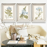 客厅装饰画现代三联画美式有框画挂画沙发背景墙画壁画植物花卉