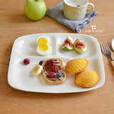 象有秘密 杂货日式加厚陶瓷分隔餐盘创意早餐盘儿童餐盘格子餐具
