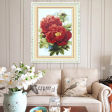 十字绣牡丹图新款精准印花客厅卧室富贵花卉富贵红牡丹花小幅挂画
