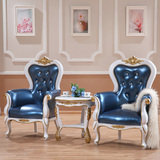 欧式家具 新古典实木布艺沙发椅 洽谈椅 真皮单人沙发椅 休闲椅子