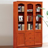 实木书柜二两门三门书柜书橱储物柜简易书架橡木自由组合五门书柜