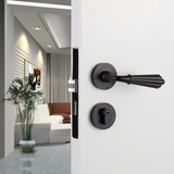 分体门锁三件套室内家用实木静音美式门锁套装门锁黑色静音执手锁
