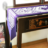 中式厚缎桌旗 现代中式家居餐桌装饰布艺 电视柜边柜茶几桌旗带穗