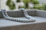 稀有银灰色日本akoya海水珍珠项链 大尺寸85-9mm 正圆强光 超美