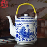 特大号青花陶瓷器提梁壶大容量4升茶壶开水壶凉水壶家用茶壶包邮