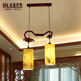 现代中式吊灯餐厅灯三头实木陶瓷吊灯个性复古简约宜家木艺仿古灯