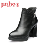 Jinho/金猴冬季新款棉鞋 真皮牛皮时尚热卖女棉鞋 高跟显瘦女鞋