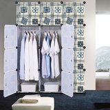 冠腾衣柜简易组装折叠布衣橱单人塑料魔片树脂钢架卧室组合大衣柜