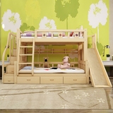 多功能环保儿童高低床双层梯柜床实木子母床上下铺带书架抽屉滑梯