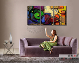100%纯手绘油画 客厅卧室装饰画沙发背景现代简约手工抽象画三联