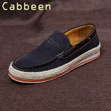 cabbeen/卡宾鞋子真皮商务休闲鞋低帮透气套脚厚底增高布洛克男鞋