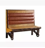 美式复古做旧铁艺水管休闲卡座沙发桌椅火锅餐厅酒吧咖啡桌椅组合