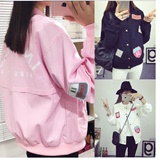 原宿外套女春秋韩版学生夹克棒球服2016长袖宽松粉色外套
