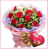 红玫瑰巧克力鲜花速递深圳上海北京重庆柳州全国同城花店生日送花