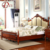 蒂舍尔美式乡村床实木床 1.8米双人床欧式真皮床婚床家具628
