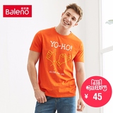 Baleno/班尼路 夏季男士短袖印花T恤 时尚趣味圆领纯棉体恤打底衫