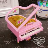 创意仿真钢琴发条音乐盒迷你粉红钢琴工艺八音盒摆件送女生礼物