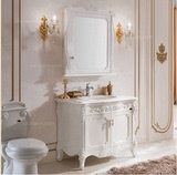 欧式浴室柜镜柜橡木实木洗脸盆整体式落地柜洗漱台组合卫生间台盆