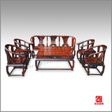 红木沙发 老挝大红酸枝皇宫椅沙发 交趾黄檀宫廷圈椅沙发8件定做