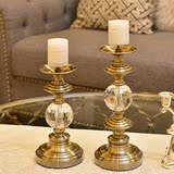 欧式古典美式样板间餐桌家装饰品古铜蜡烛台浪漫简约金属烛台摆件