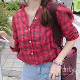 【正品】韩国代购yansae 韩版优雅甜美格子衬衫