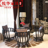 新中式售楼处洽谈桌椅 茶馆酒店会所中式家具 售楼部接待沙发椅