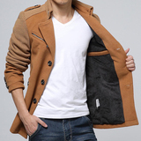 冬季新款男士风衣韩版修身大衣中长款加厚加绒棉衣外套加大码潮