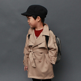 预售韩国进口童装正品代购2015春秋款男童英伦风中长款外套风衣