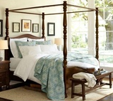 美式实木床四柱床美式乡村双人床1.8米婚床柱子床卧室家具定做