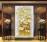 5D钻石画客厅竖款玄关百合客厅钻石十字绣植物花卉最新款砖石秀