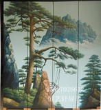 特价堆金漆画迎客松背景墙装饰屏风精致优美纯手绘画立体隔断古典