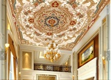 欧式花纹吊顶天花板3D大型壁画 客厅酒店KTV背景墙纸古典壁纸