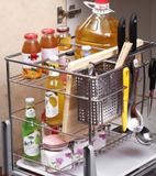 fd不锈钢拉篮厨房橱柜调味篮滑轨接水盘厨具