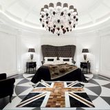 欧式客厅马毛地毯米字旗个性 儿童环保创意复古英伦牛皮地毯