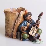 蒙古族特色笔筒 内蒙古工艺品 旅游纪念品 老人拉马头琴造型笔筒