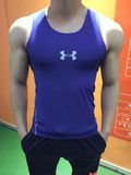 安德玛UA弹力无袖紧身衣背心男子短袖运动训练健身跑步T恤速干衣