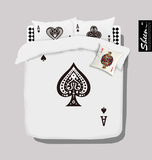 时英个性四件套简约全棉春3D床上四件套创意纯棉扑克牌葵扇