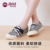 JM快乐玛丽帆布鞋2016夏季欧美休闲魔术贴复古条纹平底女鞋63089W