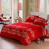 纯棉磨毛床单单件 婚庆床品床单被单单件大红床单结婚床品