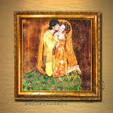 欧式客厅卧室手绘人物油画壁炉别墅装饰有框画克里姆特 吻 YKM003
