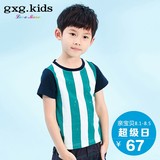 gxgkids 实体新品童装男童竖条纹T恤夏儿童纯棉圆领T恤A5244363