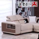 现代简约真皮沙发 大小户型客厅转角L型皮艺沙发多功能音响沙发