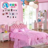 儿童床女孩单人床1.2米储物床粉色公主实木床1.5儿童家具套房组合