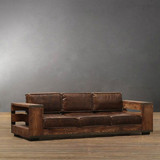 美式复古铁艺实木沙发椅卡座茶几沙发现代简约办公客厅沙发长椅子