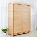梵木家具北欧实木橡木两移门开门储物大衣柜现代简约日式卧室衣橱