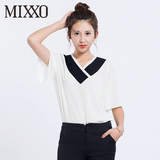 MIXXO韩版2016夏季新款 高端百搭休闲时尚中袖女式衬衫MIBL62422R