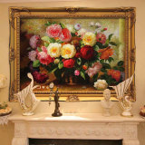 欧式古典花卉油画客厅壁画餐厅墙画玄关装饰画走廊带框画手绘挂画