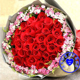 生日鲜花 33朵红玫瑰粉玫瑰香槟玫瑰蓝玫瑰同城速递 海口花店送花