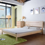水曲柳全实木床1.5米床1.8米床现代简约日式北欧风格原木色双人床