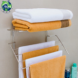 浴巾架毛巾架 304不锈钢浴室挂件卫生间置物架双层吸盘墙壁挂架